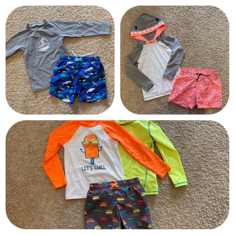 Cat & Jack swim trunks lot VW bus shark whale
